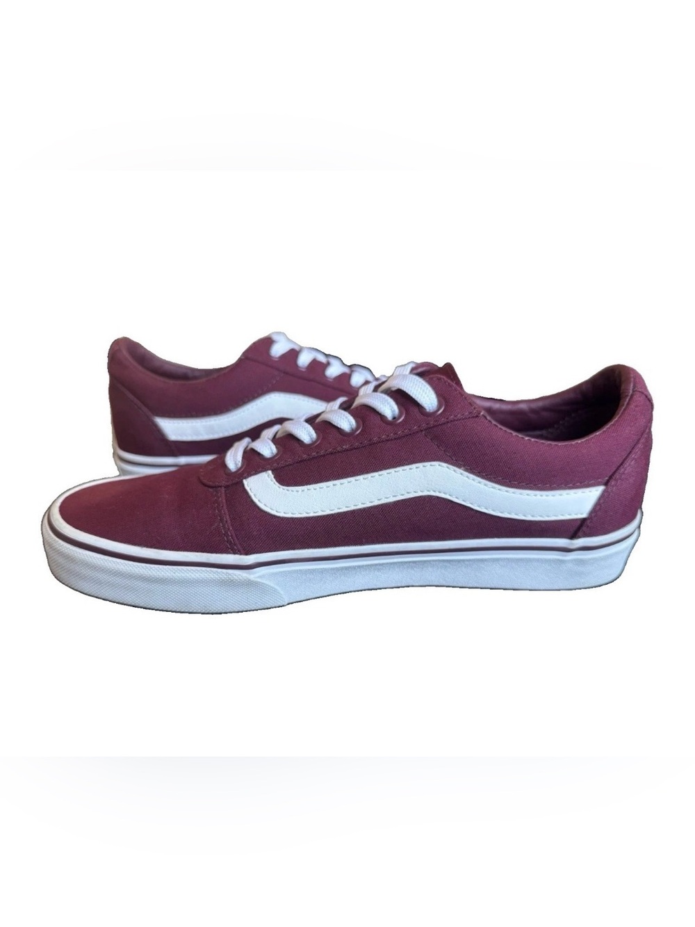 Vans Old Skool Women’s 9.5 Burgundy Maroon White Canvas Sneakers 500714
